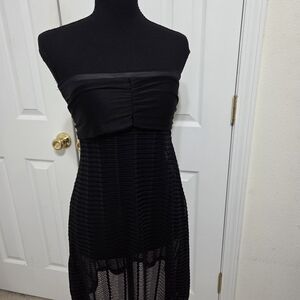 Elegant Black Strapless Bathing Suit Coverup